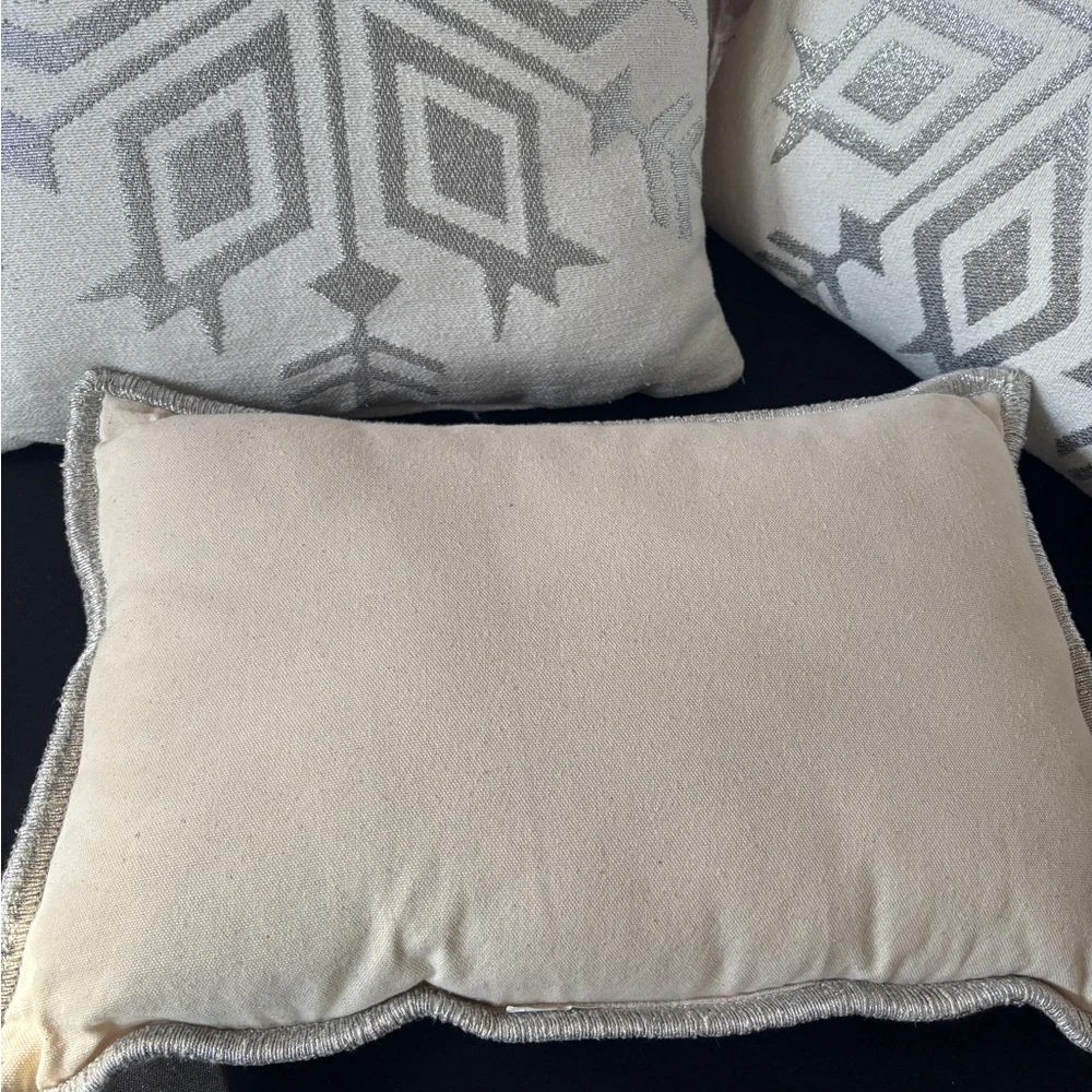 Silver Snowflake and Peace Holiday Pillow Set